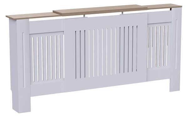 Masca pentru Calorifer ECO-3XL 140/204 cm Ajustabila, MDF Vopsit de 21 mm Lame Verticale, Maro/Alb lucios