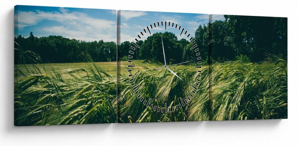 Tablou cu linca și pădure (cu ceas) (90x30 cm)
