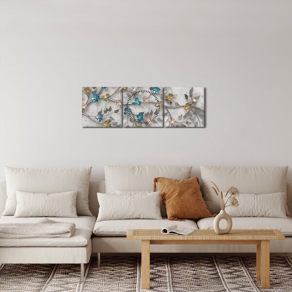 Tablou - Pe creangă - abstract (cu ceas) (90x30 cm)
