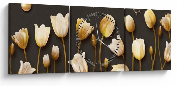 Tablou - Lalele - abstract (cu ceas) (90x30 cm)