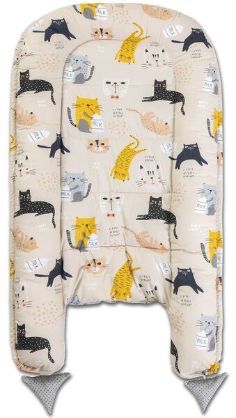 Cosulet bebelus pentru dormit Kidizi Baby Nest Cocoon 90x50 cm Kitten Love