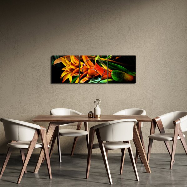 Tablou buchetului portocaliu (cu ceas) (90x30 cm)