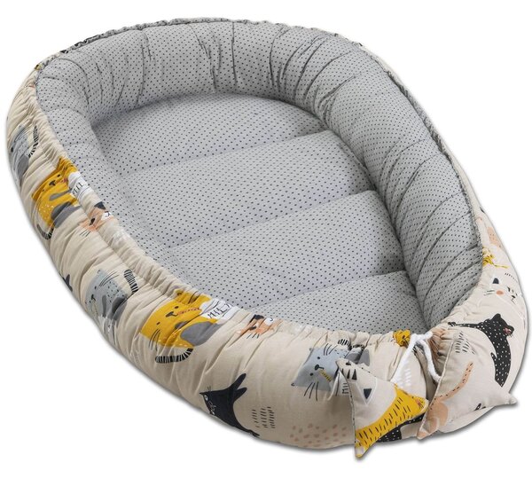 Cosulet bebelus pentru dormit Kidizi Baby Nest Cocoon 90x50 cm Kitten Love