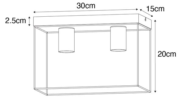 Plafoniera minimalistă neagră cu auriu cu 2 lumini - Kodi