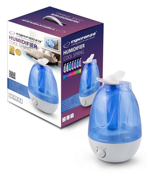 Umidificator aer 25W, rezervor 3.5l, 300ml/h, iluminat in 7 culori, Esperanza