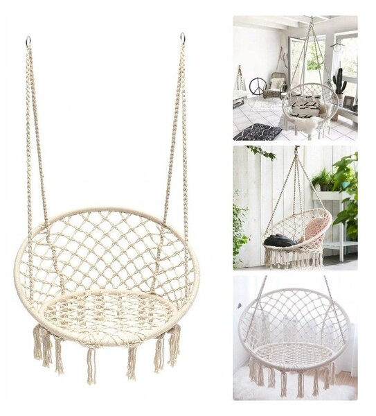 Hamac suspendat, leagan tip cuib cu spatar confortabil, pentru o persoana, interior si exterior, 50x70x100 cm