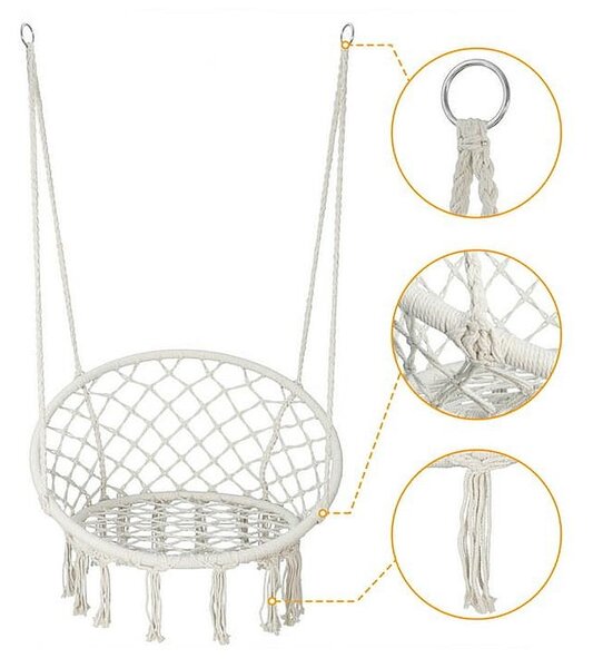 Hamac suspendat, leagan tip cuib cu spatar confortabil, pentru o persoana, interior si exterior, 50x70x100 cm