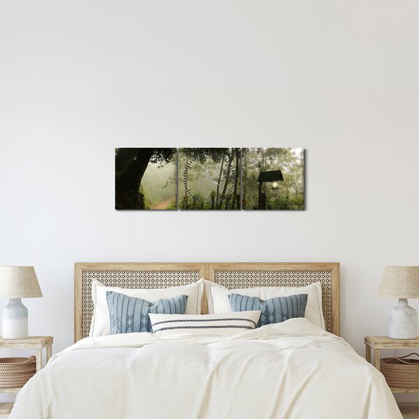 Tablou cu ceața de dimineața (cu ceas) (90x30 cm)