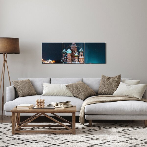 Tablou construcției din Rusia (cu ceas) (90x30 cm)