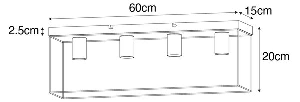 Plafoniera minimalistă neagră cu auriu cu 4 lumini - Kodi