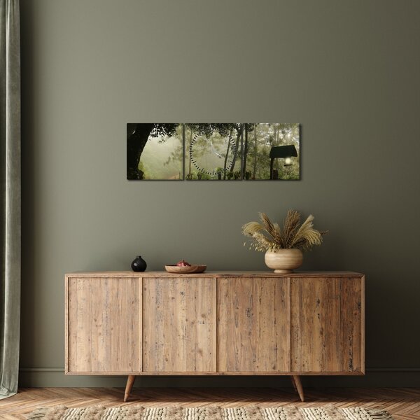 Tablou cu ceața de dimineața (cu ceas) (90x30 cm)