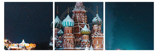 Tablou construcției din Rusia (cu ceas) (90x30 cm)