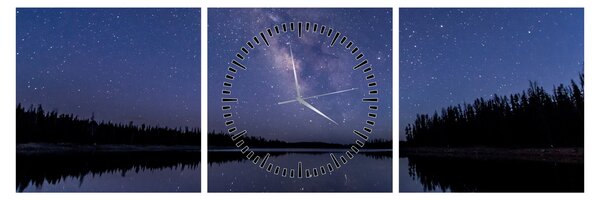 Tablou cu cerul nocturn (cu ceas) (90x30 cm)