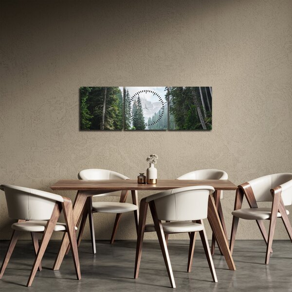 Tablou lacului în pădure (cu ceas) (90x30 cm)