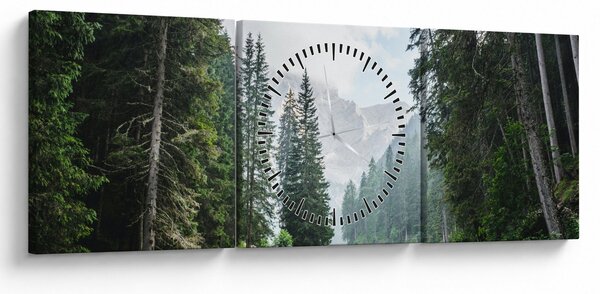 Tablou lacului în pădure (cu ceas) (90x30 cm)