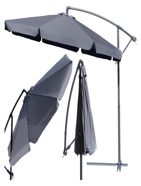 Umbrela gradina pliabila Maltec, protectie UV si ploaie, 12,3 kg, 250 x 350 cm, poliester gri