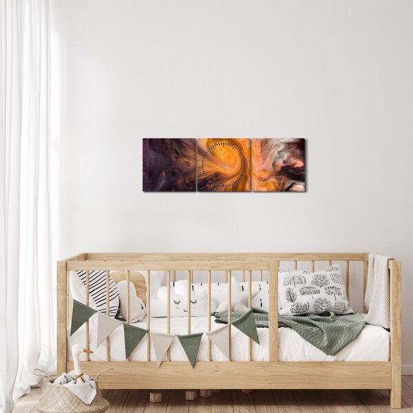 Tablou abstract - universul (cu ceas) (90x30 cm)