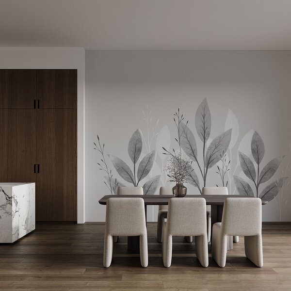 Fototapet Design botanic elegant, monocrom, Fototapet natură, Fototapet populare, t00723v2 - Tapeko.ro
