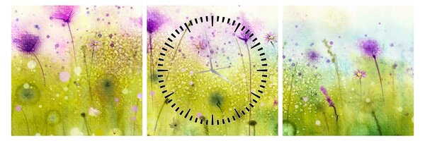 Tablou - Flori de luncă (cu ceas) (90x30 cm)