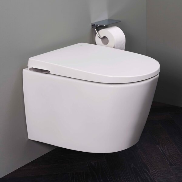 Roca Avant vas wc cu capac soft-close agăţat fără margine cu spălare turbionară alb lucios A80336NS01