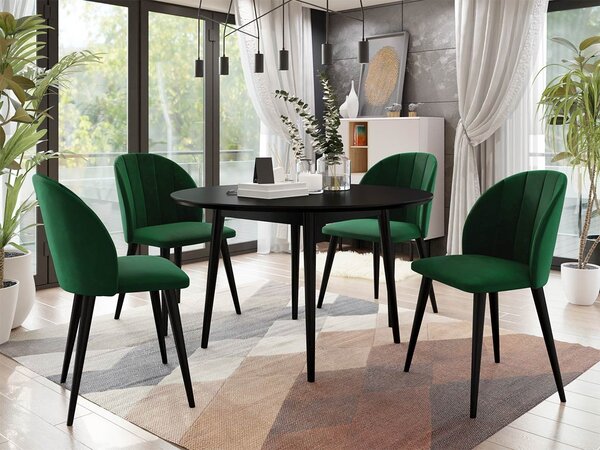 Masă rotundă FI 100 cu 4 scaune ST100 04 Biano (Negru + Verde închis). 1070261
