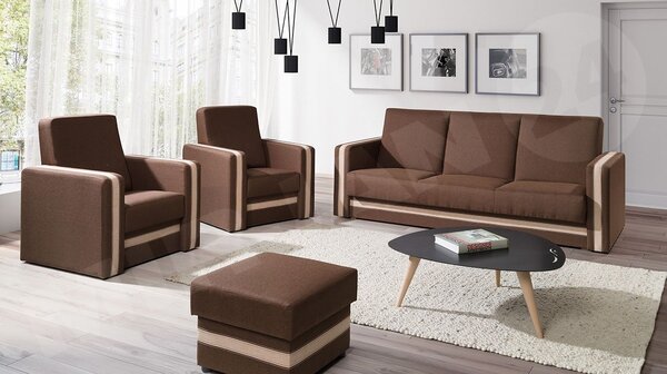 Set canapele 3+1+1 s Tabureteom Vivienne (maro). 1070480