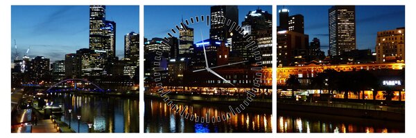 Tablou cu noaptea în Melbourne (cu ceas) (90x30 cm)