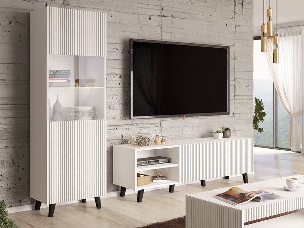 Set mobilier living II Simoon (Alb + Alb + Negru). 1070682
