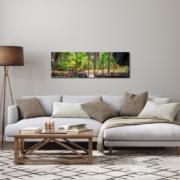 Tablou - Nava din lemn în canal , Thailand (cu ceas) (90x30 cm)