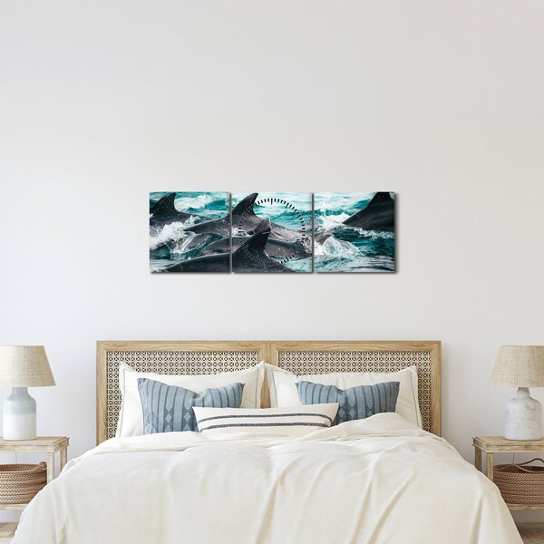 Tablou - Delfini în ocean (cu ceas) (90x30 cm)