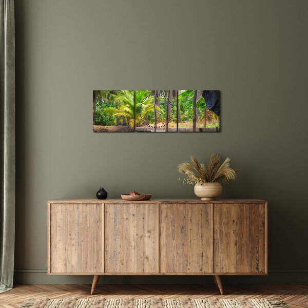 Tablou - Nava din lemn în canal , Thailand (cu ceas) (90x30 cm)