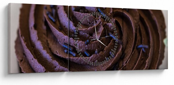 Tablou - Cupcake din ciocolată (cu ceas) (90x30 cm)