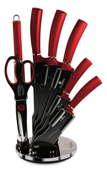 Set de cuțite din oțel inoxidabil în suport 8 pcs roșu BerlingerHaus