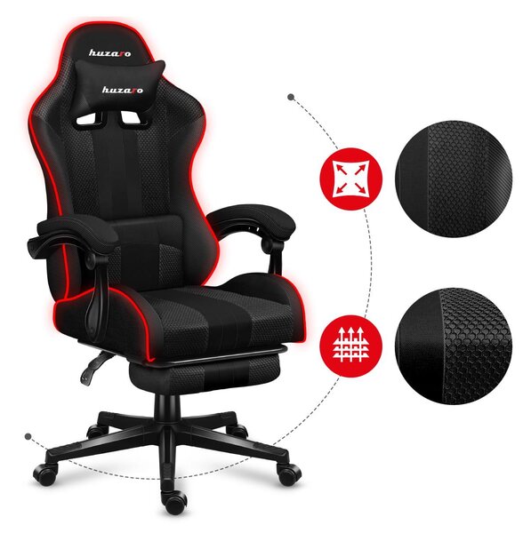 Fotoliu gaming Fusion 4.7 (negru + multicolor) (cu iluminat LED). 1087479