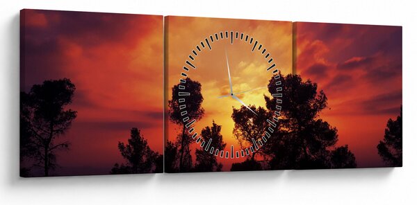 Tablou apus de soare (cu ceas) (90x30 cm)
