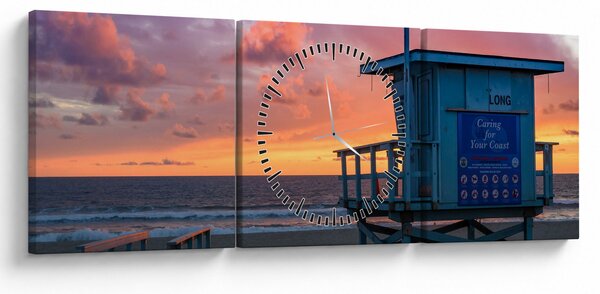 Tablou de pe plaja Santa Monica (cu ceas) (90x30 cm)