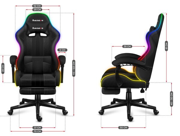 Fotoliu gaming Fusion 4.7 (negru + multicolor) (cu iluminat LED). 1087479