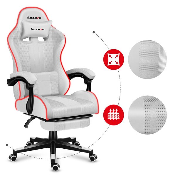 Fotoliu gaming Fusion 4.7 (alb + multicolor) (cu iluminat LED). 1087480