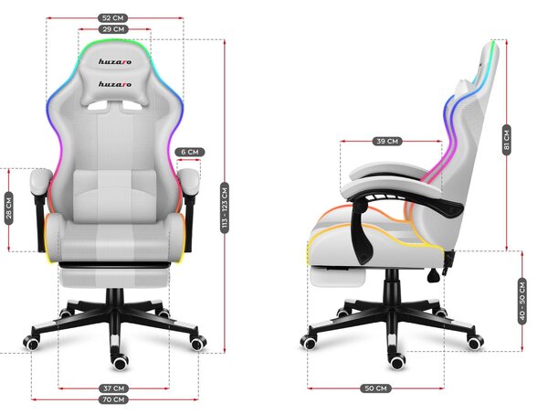 Fotoliu gaming Fusion 4.7 (alb + multicolor) (cu iluminat LED). 1087480