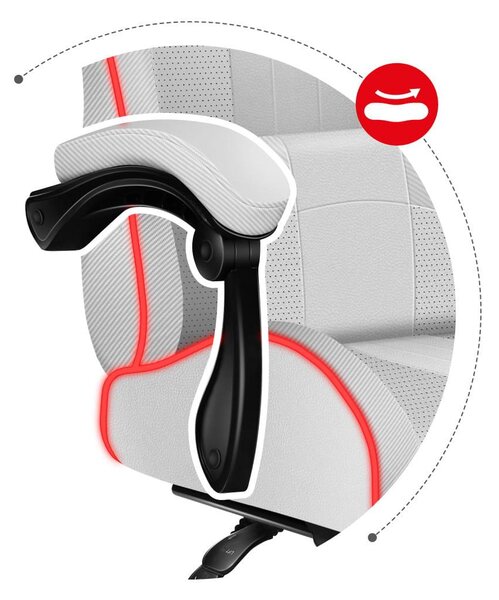Fotoliu gaming Fusion 4.7 (alb + multicolor) (cu iluminat LED). 1087480