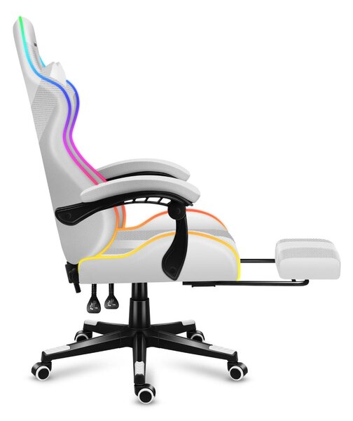 Fotoliu gaming Fusion 4.7 (alb + multicolor) (cu iluminat LED). 1087480