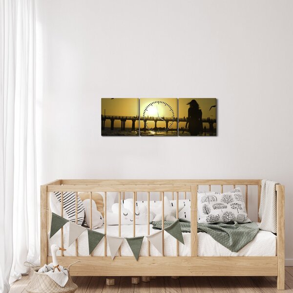Tablou - Plimbare pe plajă (cu ceas) (90x30 cm)