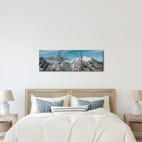 Tablou cu vârfuri înzăpeziți, Fiordland (cu ceas) (90x30 cm)
