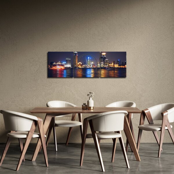 Tablou - Reflectările nopții (cu ceas) (90x30 cm)