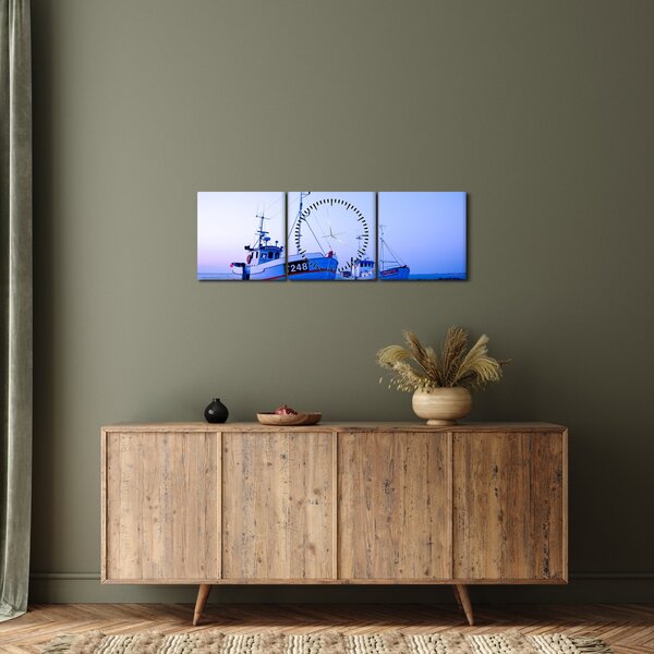 Tablou - Debarcarea în amurg (cu ceas) (90x30 cm)