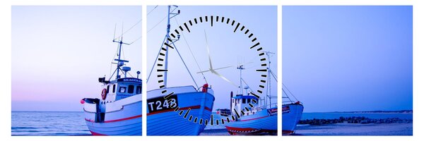 Tablou - Debarcarea în amurg (cu ceas) (90x30 cm)