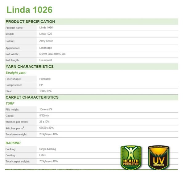 Covor Gazon Iarba Artificiala, Gradinita Loc de Joaca Terasa Curte, Model Linda Inaltime fir 10 mm, Verde Verde, 100 x 200
