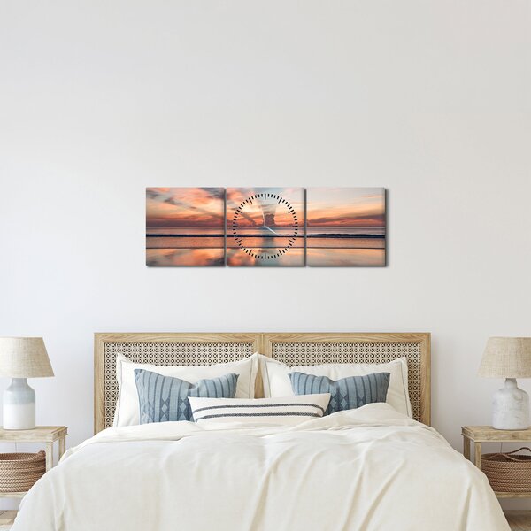 Tablou cu razele solare deasupra plajei Dayton (cu ceas) (90x30 cm)