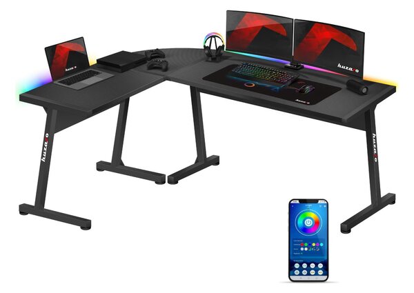 Masă PC de colț Hyperion 6.0 (negru + multicolor) (cu iluminat LED). 1087515