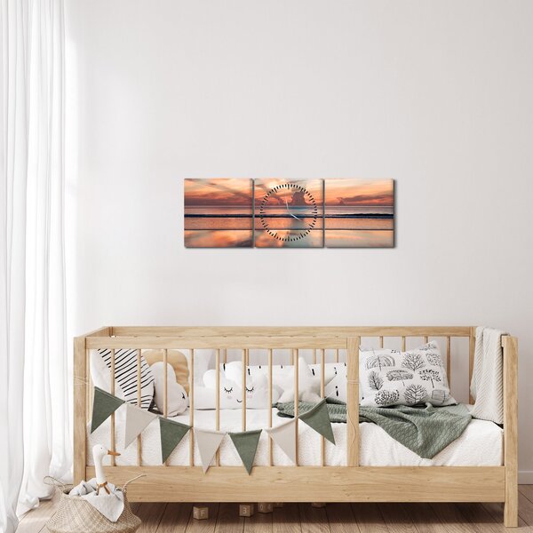 Tablou cu razele solare deasupra plajei Dayton (cu ceas) (90x30 cm)